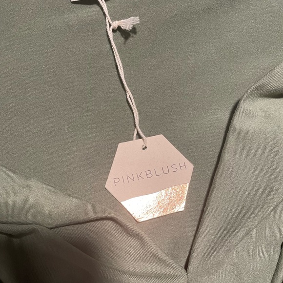 Pinkblush Maternity Dress - Light Olive Green, 3/4 Sleeve, Twist Front - Picture 3 of 3